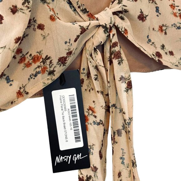 NWT! Nasty Gal ‘Prairie Floral’ Romantic Tie-Back Cropped Bralette - Picture 8 of 9